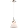 1_Downtown Caden Cone 8"W Cord Nickel Mini Pendant w/ White Shade