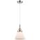 Downtown Caden Cone 8"W Cord Nickel Mini Pendant w/ White Shade