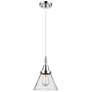 1_Downtown Caden Cone 8"W Cord Polished Chrome Pendant w/ Seedy Shade