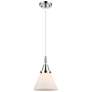 1_Downtown Caden Cone 8"W Cord Polished Chrome Pendant w/ White Shade