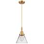 1_Downtown Caden Cone 8"W Cord Satin Gold Mini Pendant w/ Clear Shade