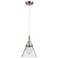 Downtown Caden Cone 8"W Cord Satin Nickel Mini Pendant w/ Clear Shade