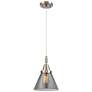 1_Downtown Caden Cone 8"W Cord Satin Nickel Pendant w/ Light Smoke Shade