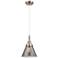 Downtown Caden Cone 8"W Cord Satin Nickel Pendant w/ Light Smoke Shade