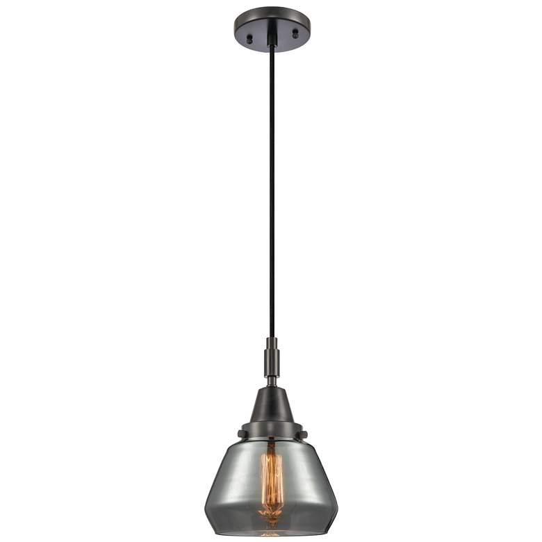 Image 1 Downtown Caden Fulton 7"W Cord Black Mini Pendant w/ Light Smoke Shade