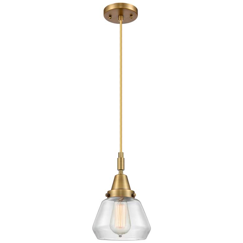 Image 1 Downtown Caden Fulton 7"W Cord Brass Mini Pendant w/ Clear Shade