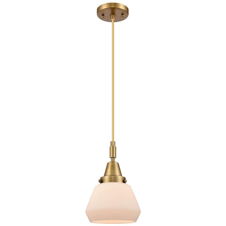 Image 1 Downtown Caden Fulton 7"W Cord Brass Mini Pendant w/ White Shade