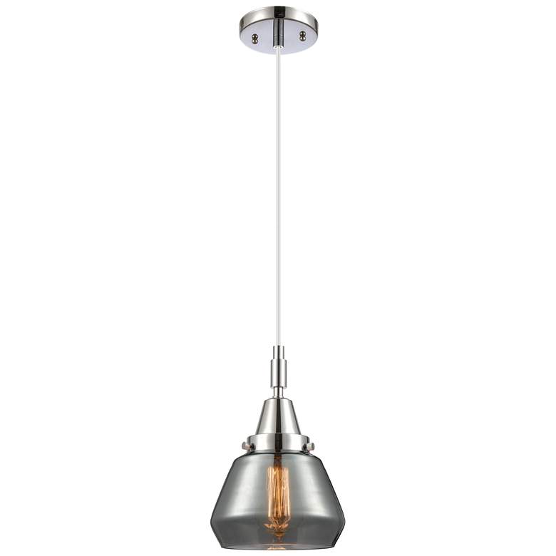 Image 1 Downtown Caden Fulton 7"W Cord Chrome Pendant w/ Light Smoke Shade