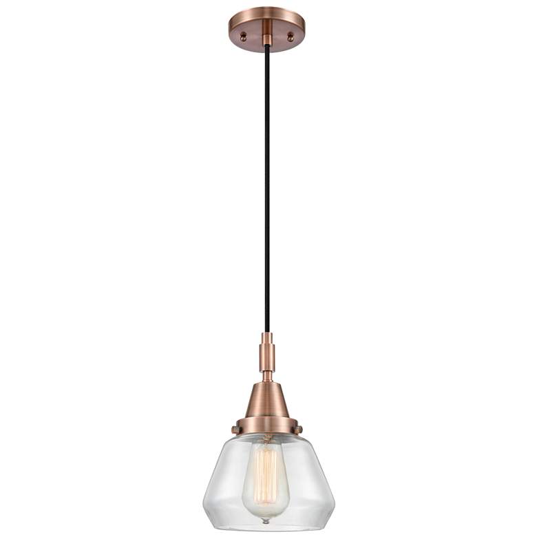Image 1 Downtown Caden Fulton 7"W Cord Copper Mini Pendant w/ Clear Shade