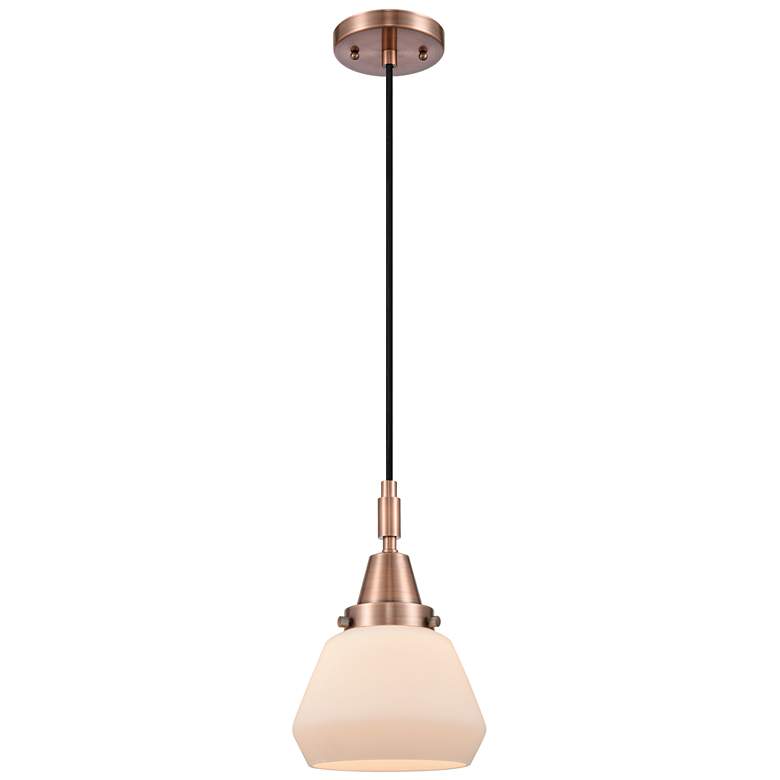 Image 1 Downtown Caden Fulton 7"W Cord Copper Mini Pendant w/ White Shade