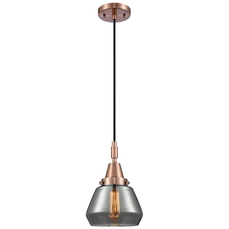 Image 1 Downtown Caden Fulton 7"W Cord Copper Pendant w/ Light Smoke Shade