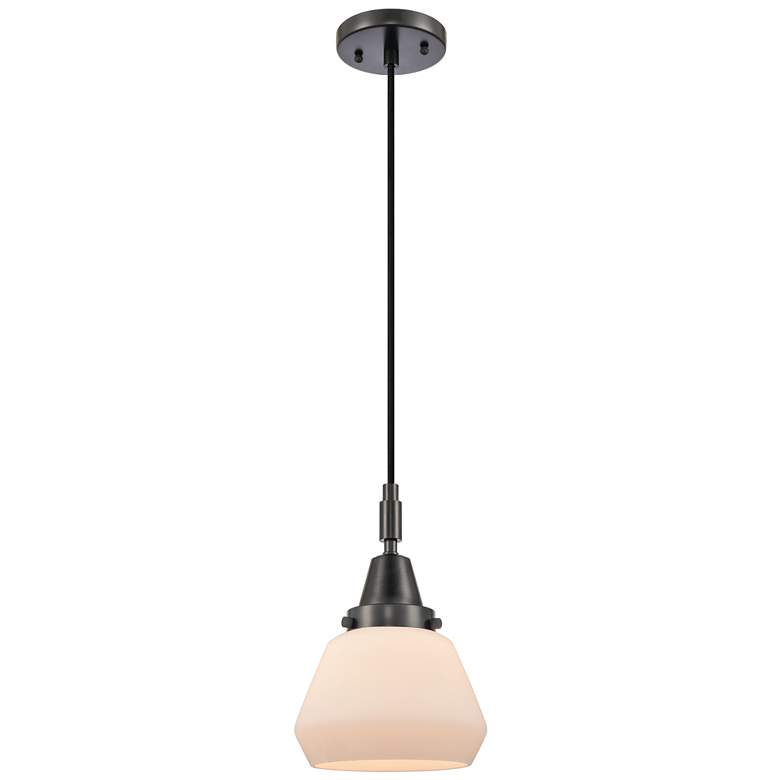 Image 1 Downtown Caden Fulton 7"W Cord Matte Black Mini Pendant w/ White Shade
