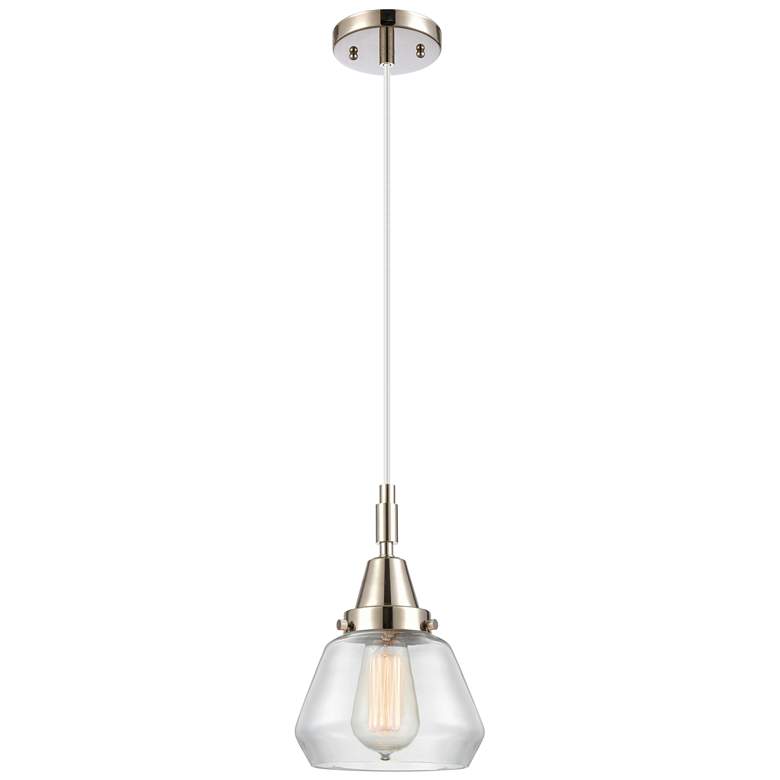 Image 1 Downtown Caden Fulton 7"W Cord Nickel Mini Pendant w/ Clear Shade