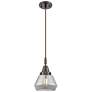 1_Downtown Caden Fulton 7"W Cord Oiled Bronze Pendant w/ Light Smoke Shade