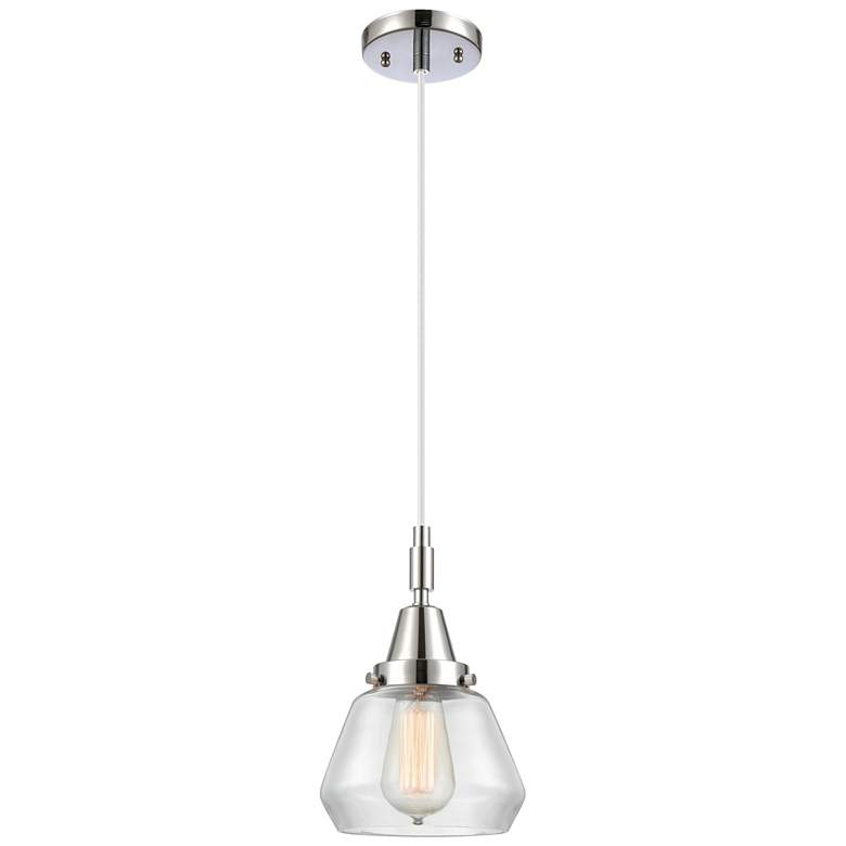 Image 1 Downtown Caden Fulton 7"W Cord Polished Chrome Pendant w/ Clear Shade