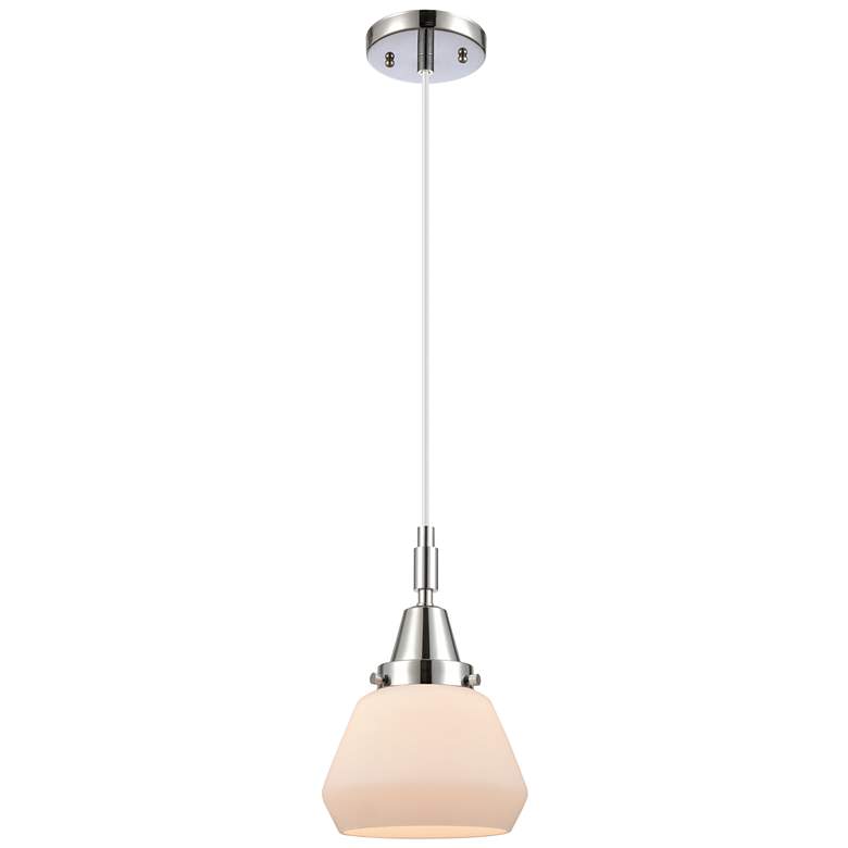 Image 1 Downtown Caden Fulton 7"W Cord Polished Chrome Pendant w/ White Shade