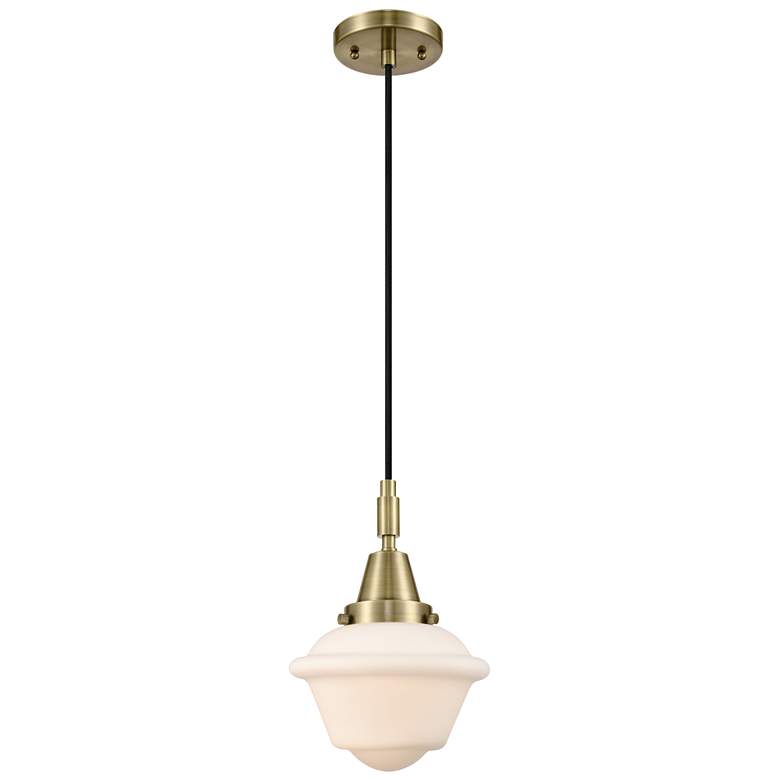 Image 1 Downtown Caden Oxford 7"W Cord Antique Brass Pendant w/ White Shade