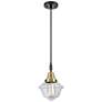 1_Downtown Caden Oxford 7"W Cord Black Brass Mini Pendant w/ Clear Shade