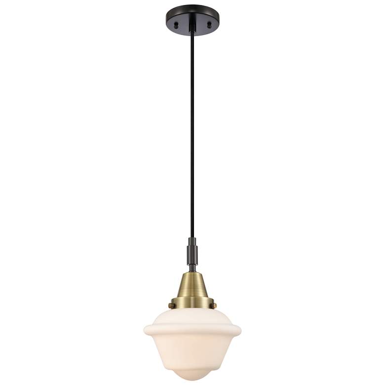 Image 1 Downtown Caden Oxford 7"W Cord Black Brass Mini Pendant w/ White Shade