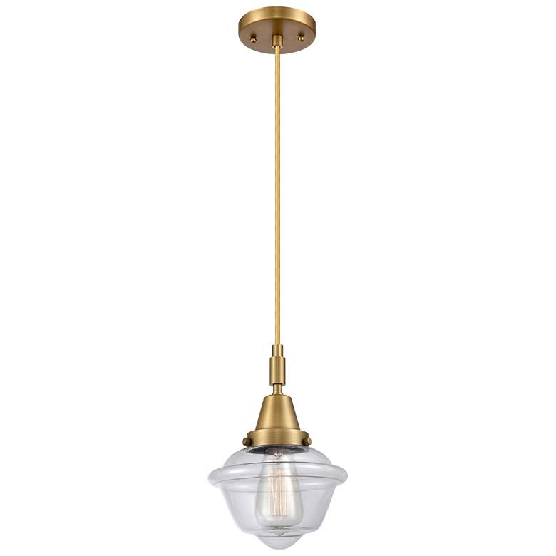 Image 1 Downtown Caden Oxford 7"W Cord Brass Mini Pendant w/ Clear Shade