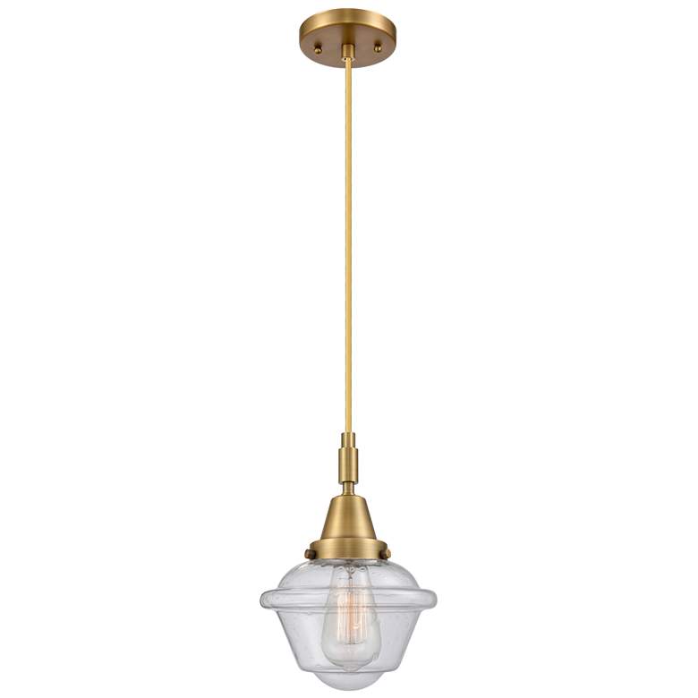 Image 1 Downtown Caden Oxford 7"W Cord Brass Mini Pendant w/ Seedy Shade