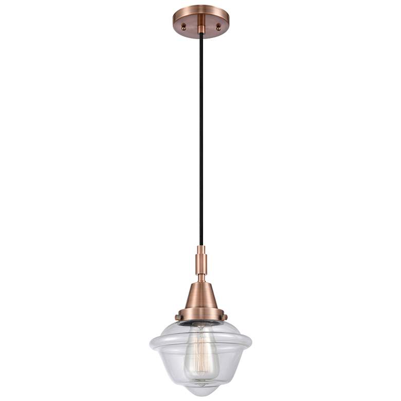 Image 1 Downtown Caden Oxford 7"W Cord Copper Mini Pendant w/ Clear Shade