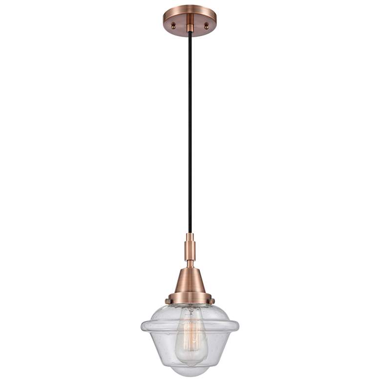 Image 1 Downtown Caden Oxford 7"W Cord Copper Mini Pendant w/ Seedy Shade
