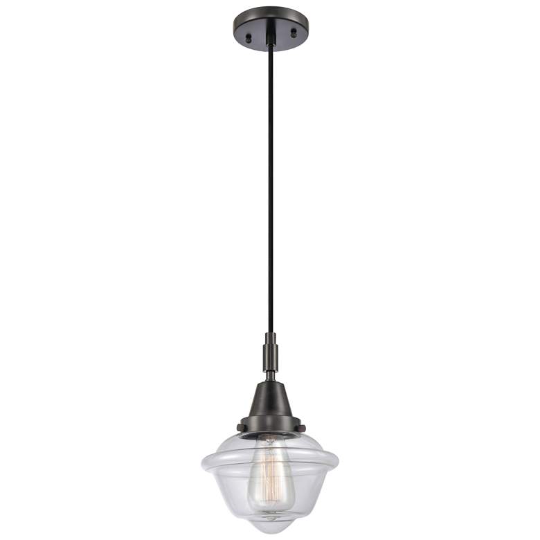 Image 1 Downtown Caden Oxford 7"W Cord Matte Black Mini Pendant w/ Clear Shade