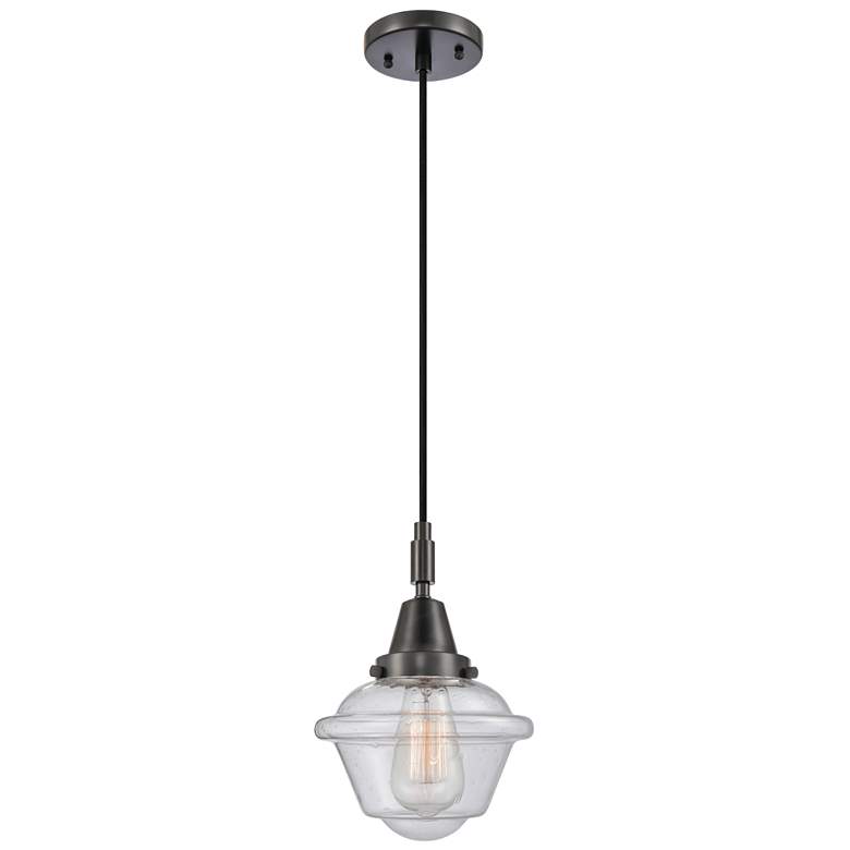 Image 1 Downtown Caden Oxford 7"W Cord Matte Black Mini Pendant w/ Seedy Shade