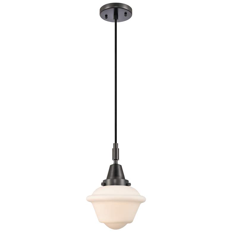 Image 1 Downtown Caden Oxford 7"W Cord Matte Black Mini Pendant w/ White Shade