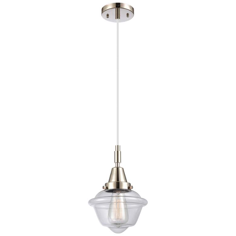 Image 1 Downtown Caden Oxford 7"W Cord Nickel Mini Pendant w/ Clear Shade
