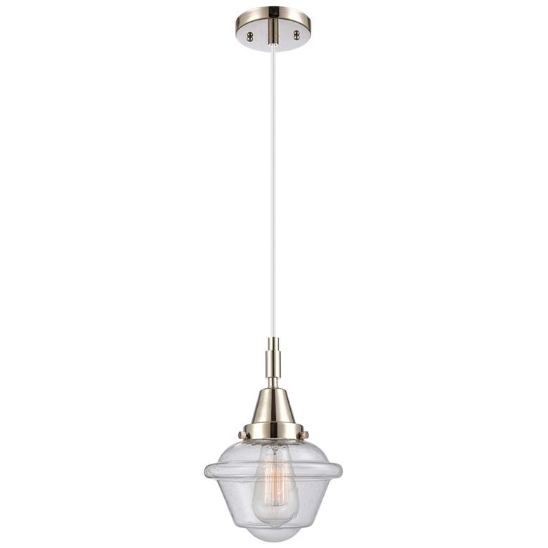 Image 1 Downtown Caden Oxford 7"W Cord Nickel Mini Pendant w/ Seedy Shade
