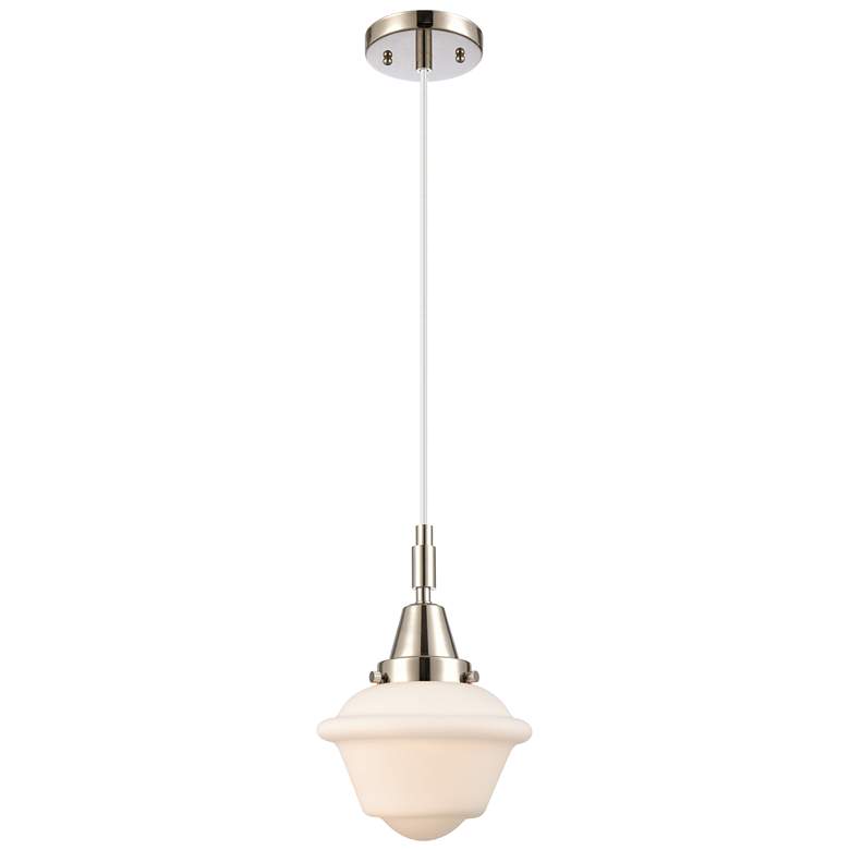 Image 1 Downtown Caden Oxford 7"W Cord Nickel Mini Pendant w/ White Shade