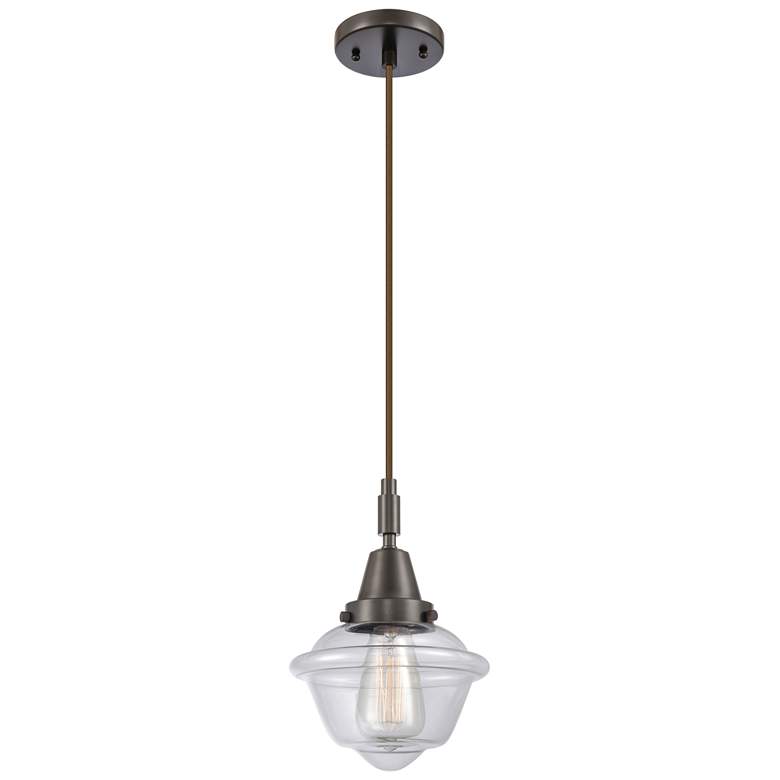 Image 1 Downtown Caden Oxford 7"W Cord Oiled Bronze Pendant w/ Clear Shade