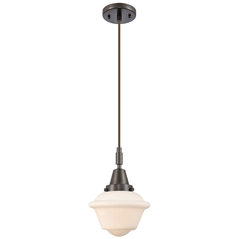 Image 1 Downtown Caden Oxford 7"W Cord Oiled Bronze Pendant w/ White Shade