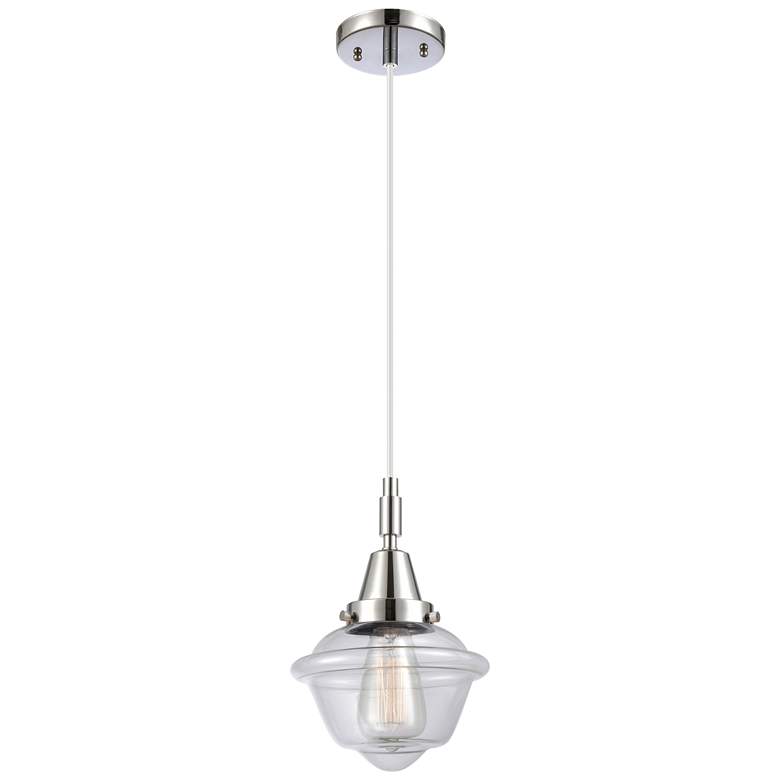 Image 1 Downtown Caden Oxford 7"W Cord Polished Chrome Pendant w/ Clear Shade