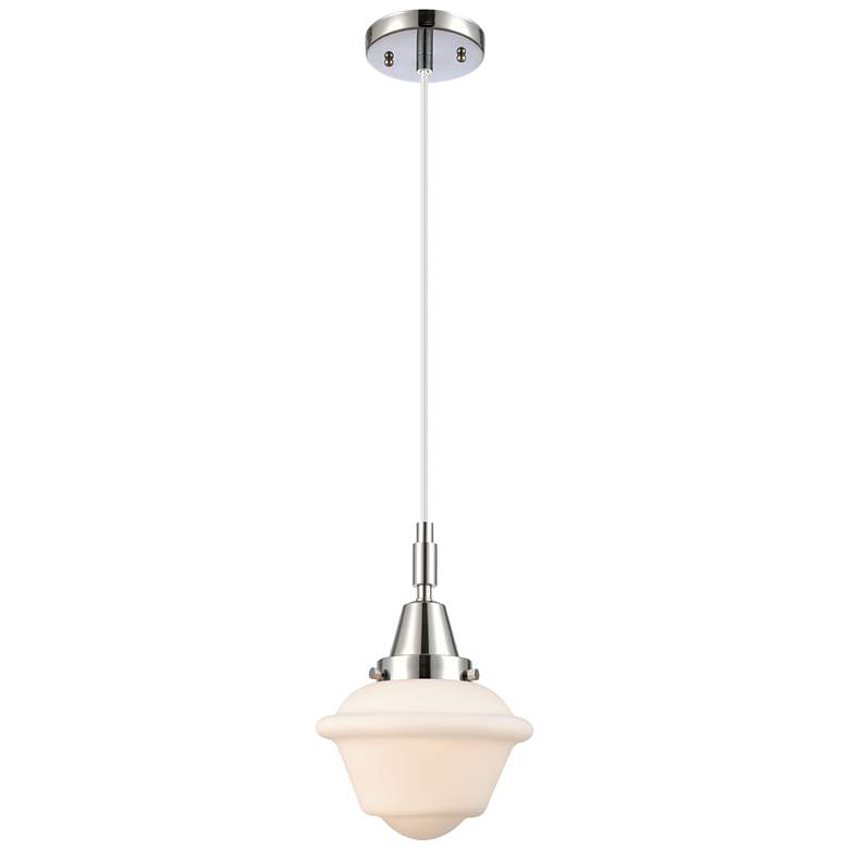 Image 1 Downtown Caden Oxford 7"W Cord Polished Chrome Pendant w/ White Shade