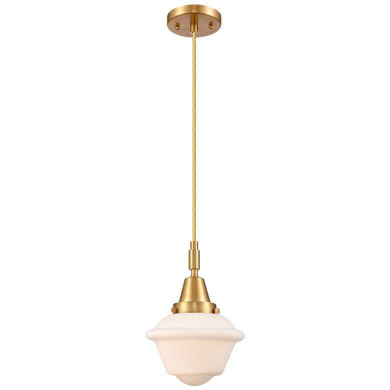 Image 1 Downtown Caden Oxford 7"W Cord Satin Gold Mini Pendant w/ White Shade