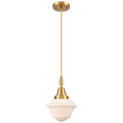 Downtown Caden Oxford 7"W Cord Satin Gold Mini Pendant w/ White Shade
