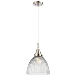 Downtown Caden Seneca Falls 10"W Cord Nickel Pendant w/ Clear Shade