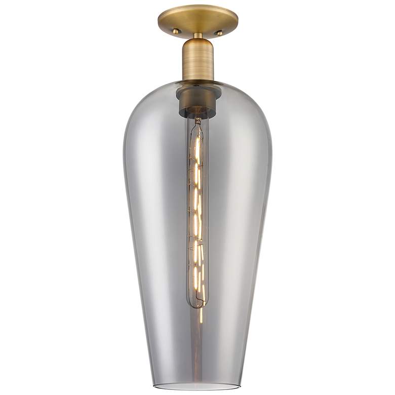 Image 1 Downtown Chelsea 8"W Brass Semi Flush Mount w/ Light Smoke Shade