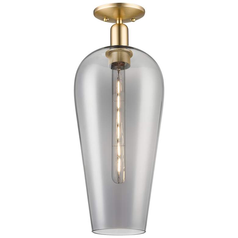 Image 1 Downtown Chelsea 8"W Bronze Semi Flush Mount w/ Light Smoke Shade