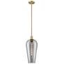 1_Downtown Chelsea 8"W Brushed Brass Mini Pendant w/ Light Smoke Shade