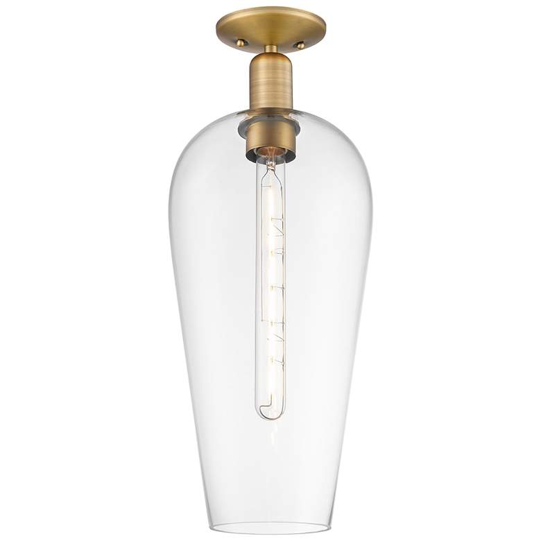 Image 1 Downtown Chelsea 8"W Brushed Brass Semi Flush Mount w/ Clear Shade