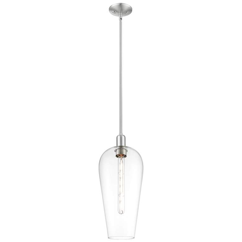 Image 1 Downtown Chelsea 8"W Brushed Satin Nickel Mini Pendant w/ Clear Shade