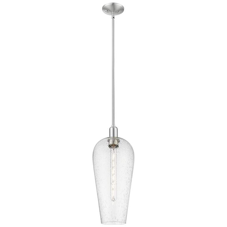 Image 1 Downtown Chelsea 8"W Brushed Satin Nickel Mini Pendant w/ Seedy Shade