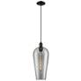 1_Downtown Chelsea 8"W Cord Black Mini Pendant w/ Light Smoke Shade