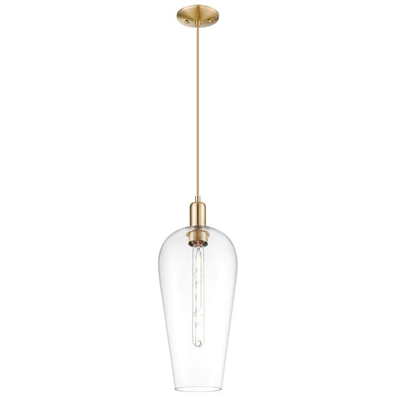 Image 1 Downtown Chelsea 8"W Cord Champagne Bronze Mini Pendant w/ Clear Shade