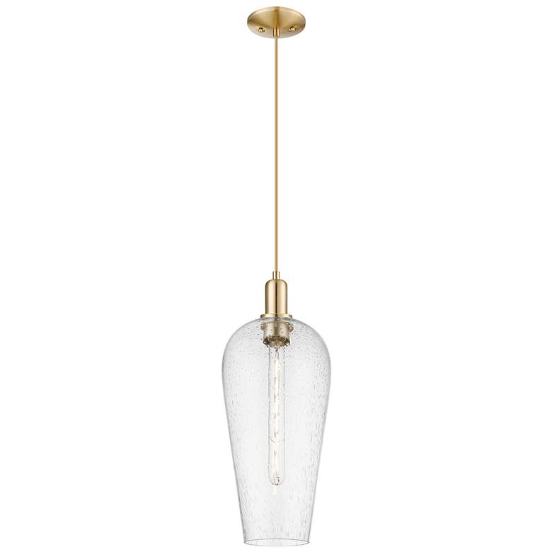 Image 1 Downtown Chelsea 8"W Cord Champagne Bronze Mini Pendant w/ Seedy Shade