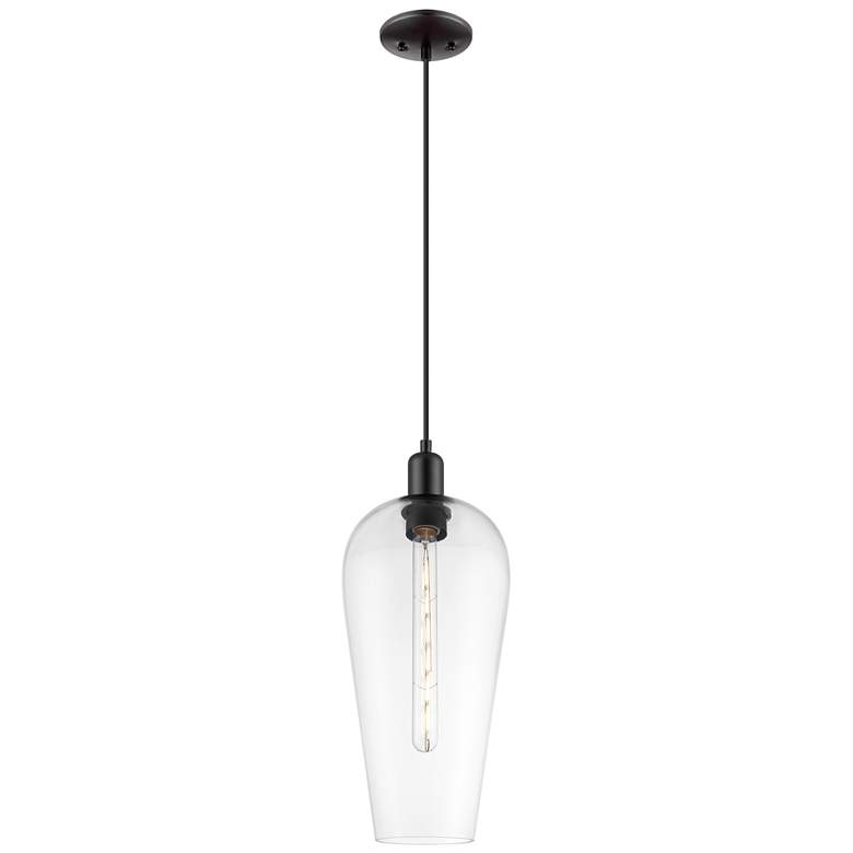 Image 1 Downtown Chelsea 8"W Cord Matte Black Mini Pendant w/ Clear Shade